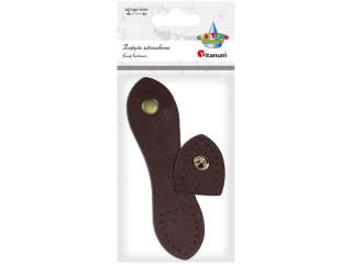Zapięcie zatrzaskowe 2-elementowe 28x110mm + 28x35mm skóropodobne kawowe złoty zatrzask