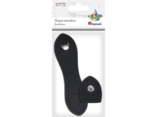 Zapięcie zatrzaskowe 2-elementowe 28x110mm + 28x35mm skóropodobne czarne srebrny zatrzask