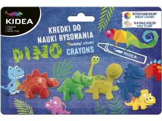 KREDKI DINOZAURY DO NAUKI RYSOWANIA 4 KOLORY KIDEA SEZON2023