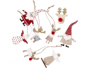 DREWNIANE MOTYWY ŚWIĄTECZNE, 8 SZT., MULTIKOLOR