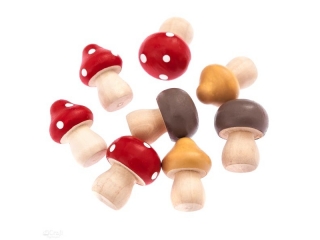 DREWNIANE GRZYBKI, 8 SZT., CZERWONY, �ӣTY, BR�ZOWY [opakowanie=6szt] NZWR-DLP