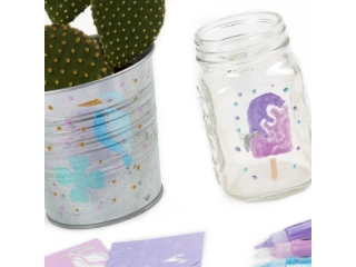 MARKERY AKRYLOWE METALICZNE 10 KOLORÓW Z SZABLONAMI KIDEA