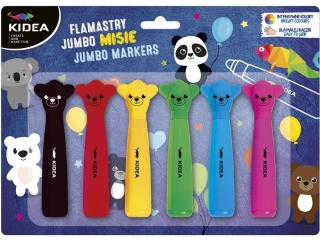 FLAMASTRY JUMBO Z FIGURK MISIE 6 KOLORW KIDEA