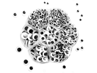 SAMOPRZYLEPNE RUCHOME OCZKA 500 SZT,  7 ROZMIARW MIX