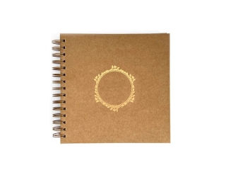 ALBUM DO ZDOBIENIA 20, 5 CM X 20, 5 CM - KRAFT ZE ZŁOTYM NADRUKIEM (40 KARTEK)
