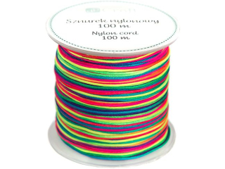 SZNUREK NYLONOWY, 0, 8 MM, 100M, TĘCZOWY