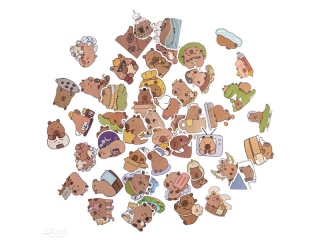 NAKLEJKI WINYLOWE -  KAPIBARA, 50 SZT [opakowanie=6szt]