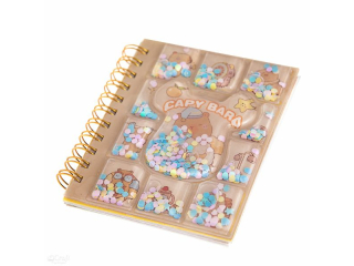 NOTESIK NA SPIRALCE Z WOD I KONFETTI 10, 7 X 8, 5 CM, 52 KARTKI [opakowanie=3szt]