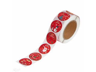NAKLEJKI NA ROLCE 2, 5 CM - CHRISTMAS RED, 500 SZT. [opakowanie=6szt]