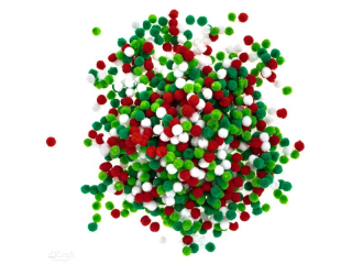 POMPONY POLIESTROWE 1 CM BIAY, CZERWONY, ZIELONY, 1000 SZT. [opakowanie=6szt]