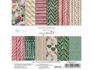 ZESTAW PAPIER�W 15, 2 X 15, 2 CM, 24 KARTKI - COZY KNITTED [opakowanie=5szt]