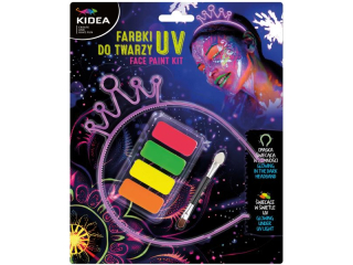 FARBKI DO TWARZY UV + OPASKA ŚWIECĄCA W CIEMNOŚCI KIDEA