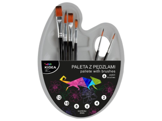 PALETA Z PĘDZLAMI 7 ELEMENTÓW KIDEA