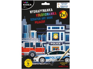 WYDRAPYWANKA Z KOLOROWANKĄ 2W1 (POJAZDY) KIDEA