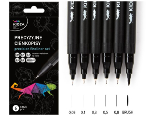ZESTAW PRECYZYJNYCH CIENKOPIS�W 6 SZT. KIDEA