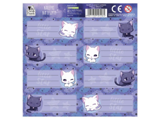 NALEPKI NA ZESZYTY CLEO I FRANK 47 (KOT) [opakowanie=25szt]