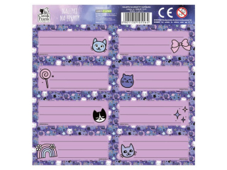 NALEPKI NA ZESZYTY CLEO I FRANK 47 (KOT) [opakowanie=25szt]