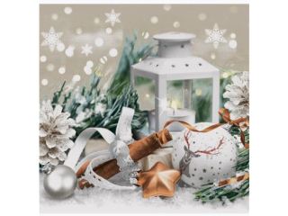 Serwetki POL-MAK GWIAZDKA Daisy Lunch 33cm 20szt. Lantern with Cinnamon Sticks SD_GW_023701  [opakowanie=24szt]