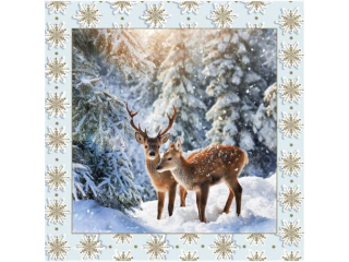 Serwetki POL-MAK GWIAZDKA Daisy Lunch 33cm 20szt. Roedeers Couple in Winter Forest SD_GW_023801  [opakowanie=24szt]