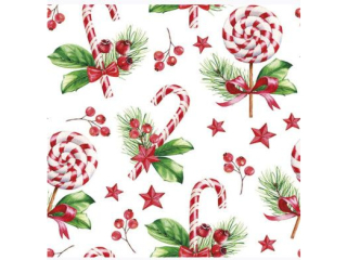Serwetki POL-MAK GWIAZDKA Daisy Lunch 33cm 20szt. Red x White Christmas Sweets  SD_GW_024201  [opakowanie=24szt]