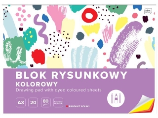 Blok rysunkowy kolorowy A3 20k. INTERDRUK Barwiony w masie