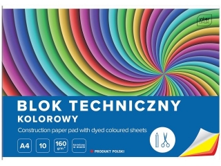 Blok techniczny kolorowy A4 10k. 170g INTERDRUK