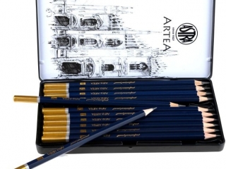 Owki grafitowe ASTRA Artea do szkicowania w metalowym pudeku 12szt.