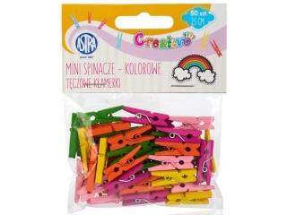 Mini spinacze drewniane kolorowe 50 sztuk - Tczowe klamerki
