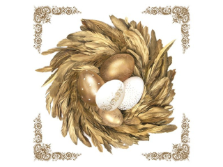 Serwetki POL-MAK Daisy Lunch 33cm 20szt. Golden Eggs in Feather Nest SD_WL_010401 [opakowanie=24szt]