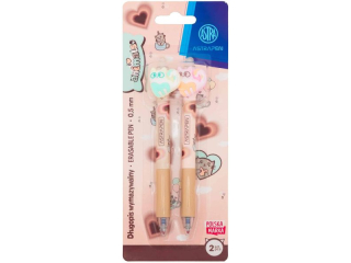 D�ugopis wymazywalny CLICK z gumowym uchwytem 0, 5 mm ASTRAPEN ANIMALS CHOCO - 2 szt. blister