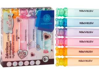 Zakre�lacze ze stempelkami ASTRAPEN ANIMALS CHOCO - 6 kolor�w