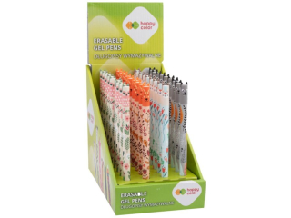 Dugopis wymazywalny Uszaki Floral Art, 0.5mm, niebieski, display 36 szt., Happy Color [opakowanie=36szt]