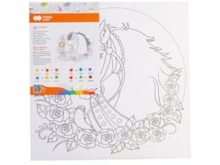 Podobrazie bawełniane 25x25, tablica malarska MDF z nadrukiem, Koń, Happy Color