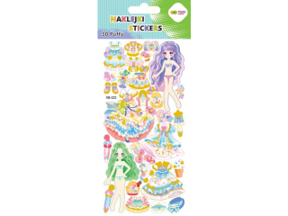 Naklejki 3D PUFFY-Purple Dolls, 9.5 cm x 22 cm, Happy Color [opakowanie=5szt]