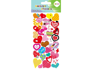 Naklejki 3D PUFFY-Love Hearts, 9.5 cm x 22 cm, Happy Color [opakowanie=5szt]