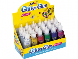 Klej z brokatem AMOS GCL22D24 - 22ml x 6 kolorw x 4 szt.