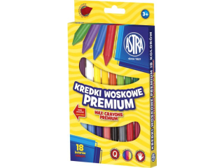 Kredki woskowe ASTRA 18 kolorów PREMIUM
