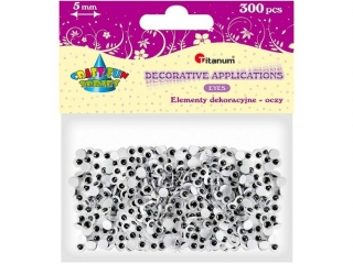 Oczy bez kleju czarne 5mm bez rz�s 300szt.