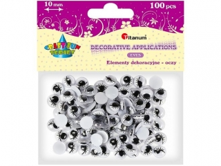 Oczy bez kleju czarne 10mm z rz�sami 100szt.