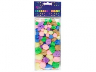 Pompony akrylowe DPCRAFT mix pastel 78szt. (KSPO-002)