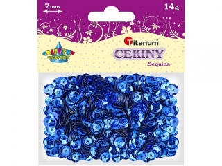 Cekiny okrągłe 7mm metaliczne niebieskie 14g