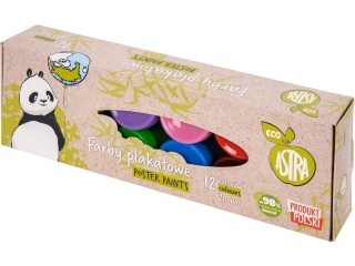Farby plakatowe ASTRA 12 kolorw - 20 ml, ECO ASTRA