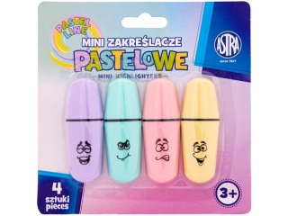 Mini zakreślacze pastelowe ASTRA 4 szt, blister
