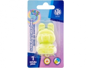 Temper�wka i gumka w kszta�cie kr�liczka 2w1 ASTRA PASTEL LINE - 1 szt. blister  [opakowanie=24szt]