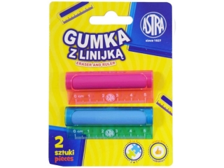 Gumka i linijka 5cm 2w1 ASTRA - 2 szt. blister  [opakowanie=24szt]