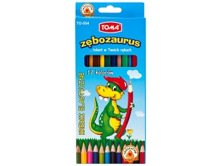 Kredki szkolne elastyczne heksagonalne ZBOZAURUS 18cm - 12 kolorowe mix