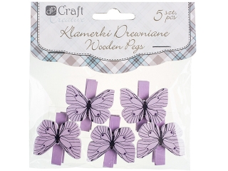Klamerki drewniane DPCRAFT Motylki 5szt. LILAC (CEOZ-103)
