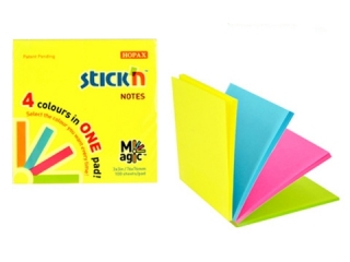 Notes samoprzylepny STICK'N Magic Pad 76x76mm neon mix