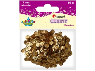 Cekiny okrągłe TITANUM matowy - złoty 7mm x 10g