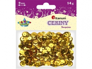 Cekiny TITANUM okrągłe 9mm 14g - metaliczne złote